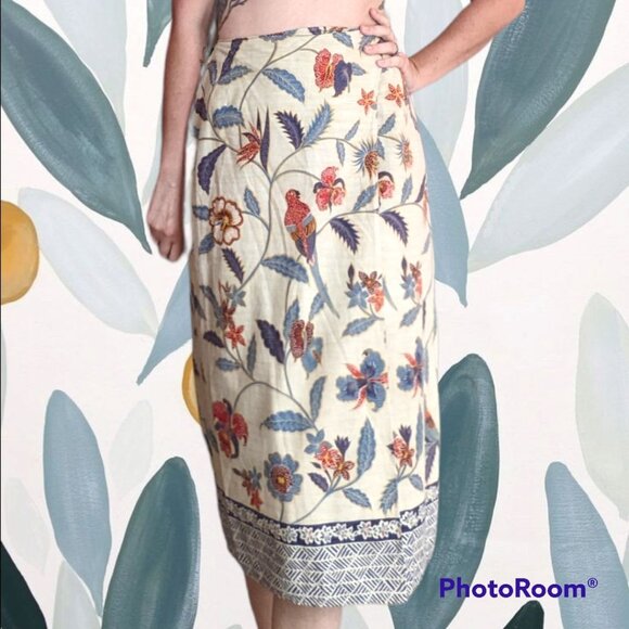 Vintage 90s Talbots Tropical Wrap Skirt 10 Petite - Picture 1 of 6
